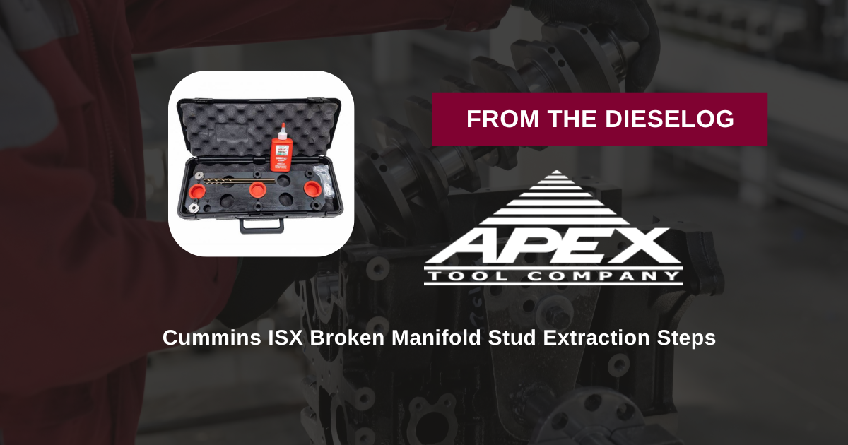 Step-by-step close up view of guided drill template mounted on a diesel engine cylinder head deck